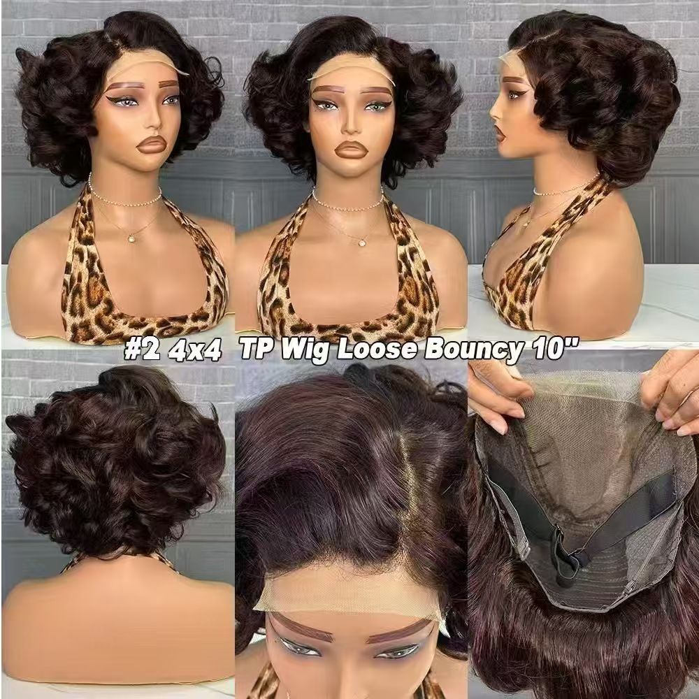 100% Human Hair Wig Highlight Bob Bouncy Loose Curly 250% Density 4x4 Lace Closure Glueless Wigs Human Hair Ready To Wear