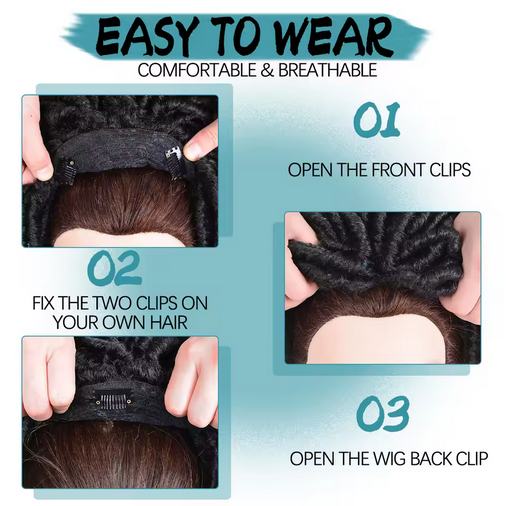 6inch Synthetic Short Dreadlock Half Wigs Afro Curly Hair Kinky Curly Wigs Crochet Braids Faux Locs Clip Wig For Men Women