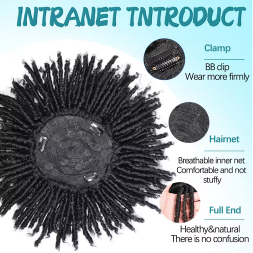 6inch Synthetic Short Dreadlock Half Wigs Afro Curly Hair Kinky Curly Wigs Crochet Braids Faux Locs Clip Wig For Men Women