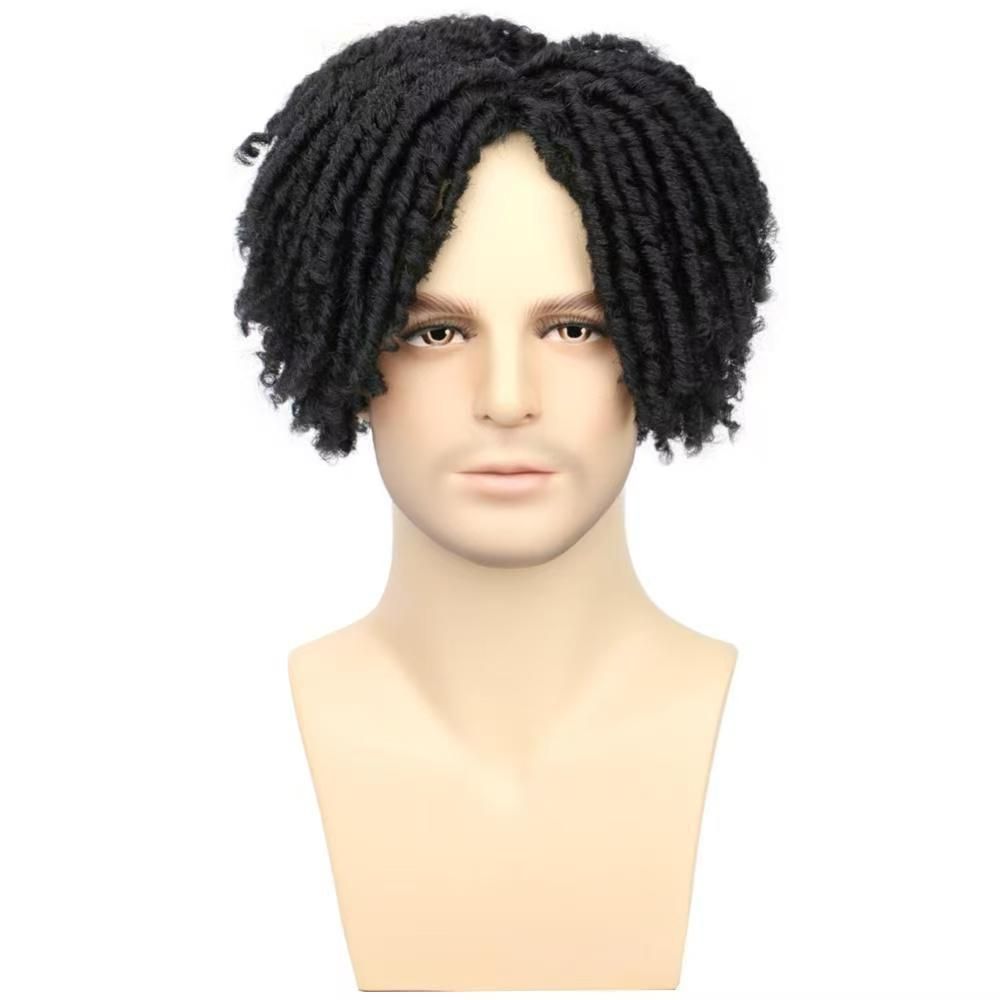 6inch Synthetic Short Dreadlock Half Wigs Afro Curly Hair Kinky Curly Wigs Crochet Braids Faux Locs Clip Wig For Men Women
