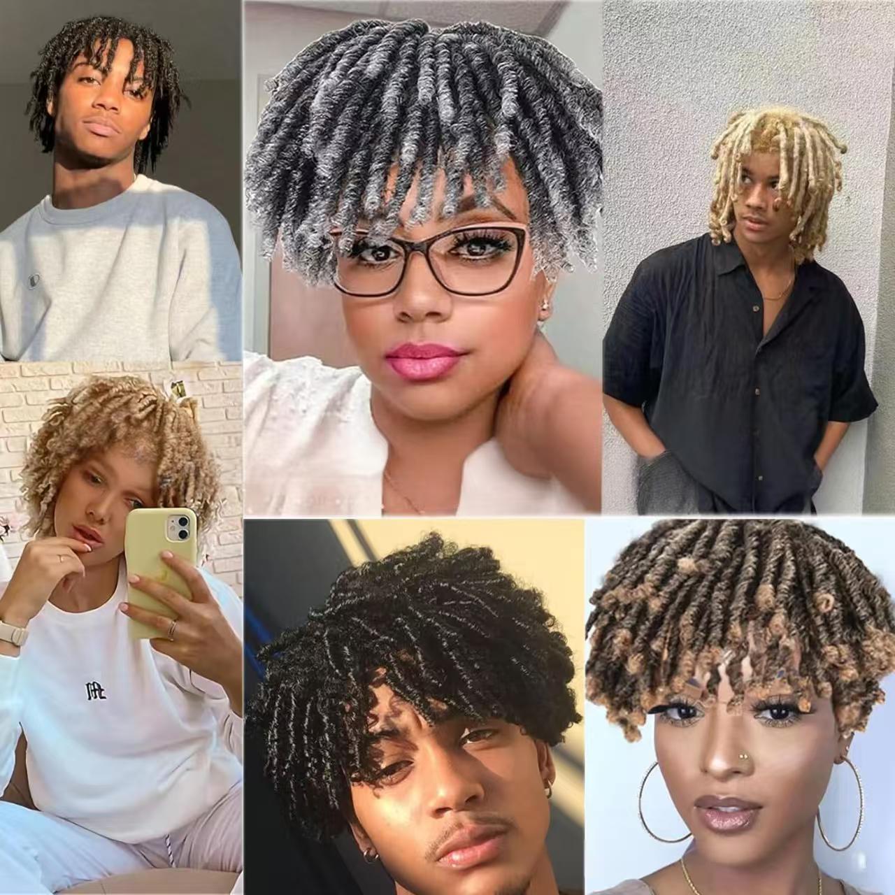 6inch Synthetic Short Dreadlock Half Wigs Afro Curly Hair Kinky Curly Wigs Crochet Braids Faux Locs Clip Wig For Men Women