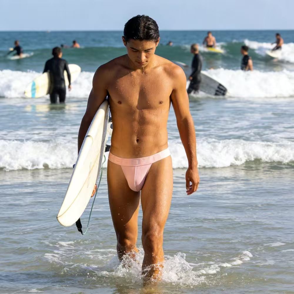 Men's Sexy PU Open Buttocks Boxers U Convex Big Bag T Back Underwear Men Breathable G-String Faux Leather Open Back Hip Panties