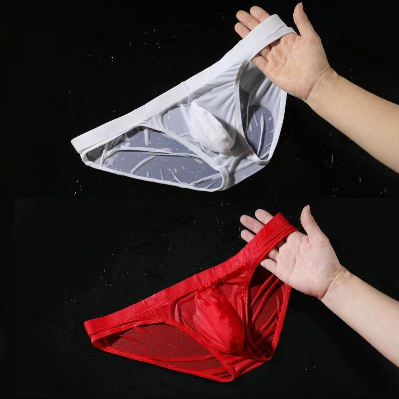 Boxer Shorts Men's Underwear Ice Silk Underpants Long Bulge Pouch Male Erotic Lingerie Boxershorts Bottoms