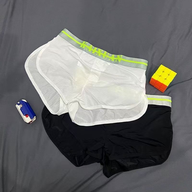 Boxer Shorts Men's Underwear Ice Silk Underpants Long Bulge Pouch Male Erotic Lingerie Boxershorts Bottoms