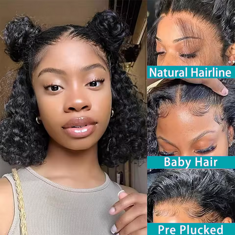 HD 4x4 Lace Closure Curly Bob Wig Brazilian Remy Short Lace Frontal Bob Wigs Human Hair Deep Wave Glueless Wigs For Black Women