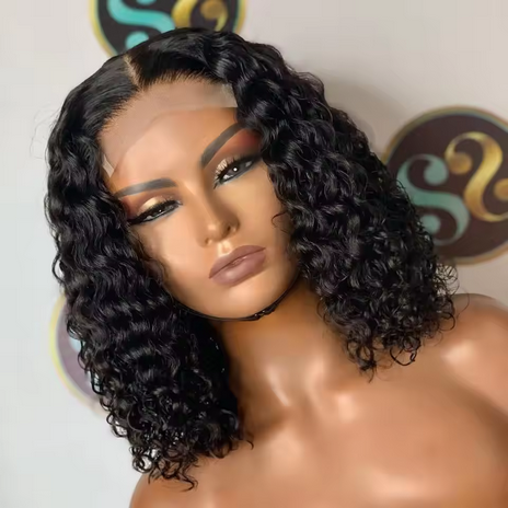 HD 4x4 Lace Closure Curly Bob Wig Brazilian Remy Short Lace Frontal Bob Wigs Human Hair Deep Wave Glueless Wigs For Black Women