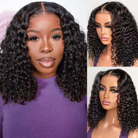 HD 4x4 Lace Closure Curly Bob Wig Brazilian Remy Short Lace Frontal Bob Wigs Human Hair Deep Wave Glueless Wigs For Black Women