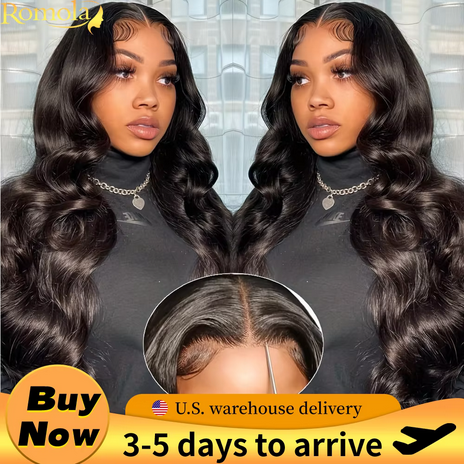 RomolaWigs 4X4 Glueless 250% 32 40 Inches Body Wave 5X5 Ready To Wear Lace Front Human Hair Wigs Closure Wig Lace Frontal Wig