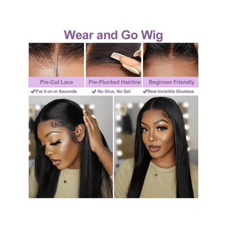 200% Density Wear Good 4X4 Glueless Wig Human Hair 40 Inch Pre Cut Ready to Wear Straight Human Hair Wig Brazilian For Women