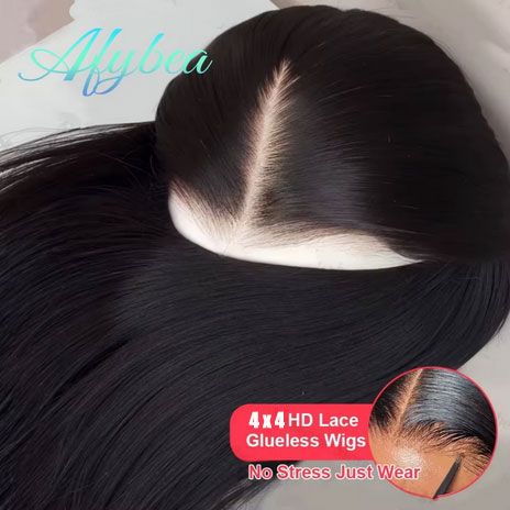 200% Density Wear Good 4X4 Glueless Wig Human Hair 40 Inch Pre Cut Ready to Wear Straight Human Hair Wig Brazilian For Women