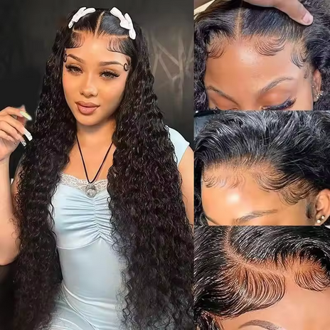 Deep Wave Frontal Wig Hd Lace Wigs 180% Density 4X4 Water Wave Curly Human Hair Wig 22 Inch Human Hair Wig for Women