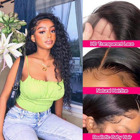 Peruvian Wet and Wavy Water Wave HD 13X4 Lace Front Wig Human Hair Wigs Transparent Remy Hair Natural Hairline Glueless Wig for Women