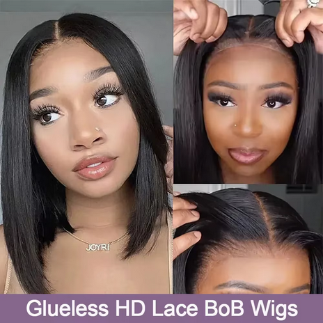13x4 Bone Short Bob Wig Human Hair HD Lace Frontal HD Straight Bob Wig Human Hair Glueless LaceFront Closure Wigs Good Quality 100% Human Hair
