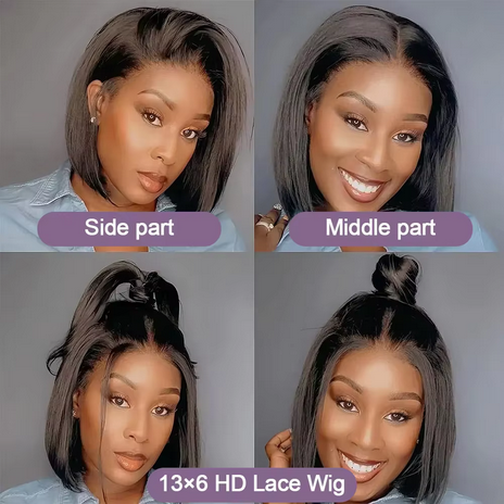 Short Bob Wig 100% Human Hair Wear And Go Glueless Wigs 13X4 Hd Lace Closure Wig 13x4 Hd Lace Straight Human Hair Wigs For Black Women
