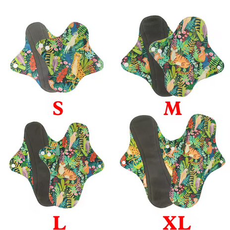 6PCs--Charcoal Menstrual Pads Fast Absorbent Waterproof Panty Liner Washable Cloth Napkin Reusable Sanitary Pads Dropship