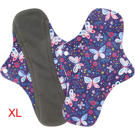 6PCs--Charcoal Menstrual Pads Fast Absorbent Waterproof Panty Liner Washable Cloth Napkin Reusable Sanitary Pads Dropship