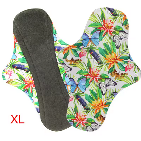 6PCs--Charcoal Menstrual Pads Fast Absorbent Waterproof Panty Liner Washable Cloth Napkin Reusable Sanitary Pads Dropship