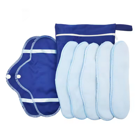 8Pcs/ Set Reusable Washable Cloth Menstrual Pads Soft Panty Liners with Wet Bag Leak-proof Daily-Night Use Sanitary Napkins