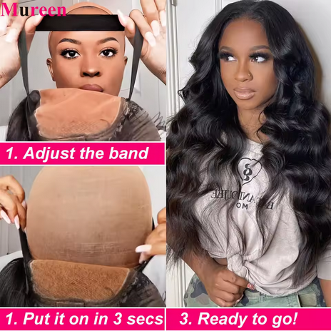 250 Density Wear and Go Glueless Wigs Human Hair Pre Plucked Body Wave Lace Front Wigs for Women 4x4 Pre Cut Lace Closure Wig