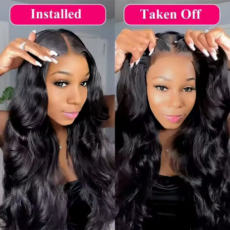 250 Density Wear and Go Glueless Wigs Human Hair Pre Plucked Body Wave Lace Front Wigs for Women 4x4 Pre Cut Lace Closure Wig