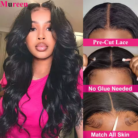 250 Density Wear and Go Glueless Wigs Human Hair Pre Plucked Body Wave Lace Front Wigs for Women 4x4 Pre Cut Lace Closure Wig