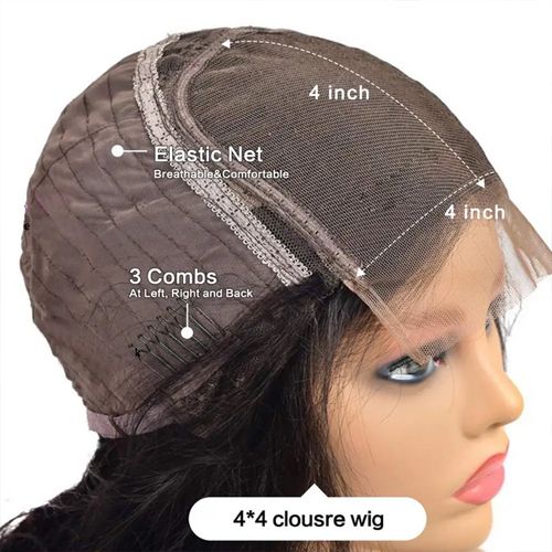 250 Density Wear and Go Glueless Wigs Human Hair Pre Plucked Body Wave Lace Front Wigs for Women 4x4 Pre Cut Lace Closure Wig