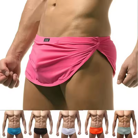Men'S Panties Casual Home Shorts With Pouch Thongs Underwear Low Waist Elastic Man Briefs Lingerie Solid Boxer Shorts Skirt