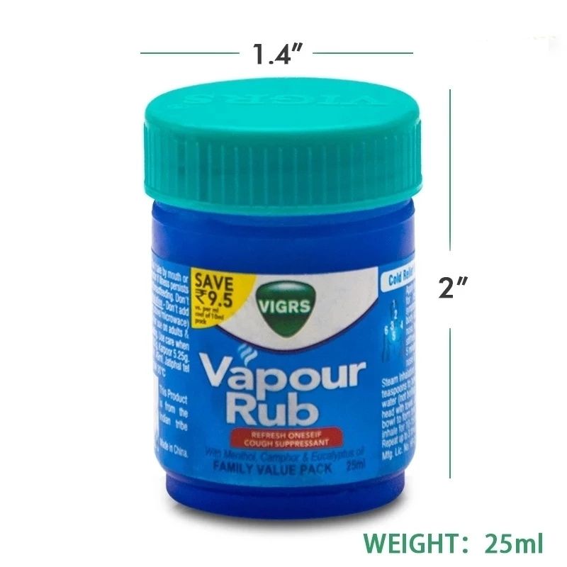 Vicks Vapo Rub Relieves Cold and Cough, Clears Blocked Nose, 25ml.