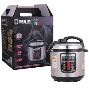 Dessini 6l ELECTRIC PRESSURE COOKER 6 LITRES WITH TIMER.6 pre-programmed menu (Rice, Cake, Chicken, Soup, Bean/Beff, Manual Cook)
5 built-in safety features (Lid Auto-Lock, Pressure Auto-Relief, De-Pr