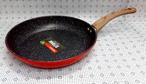 Non Stick Granite Heavy Duty Stone Frying Pan Red And Black, 28cm.Easy to use Suitable for a variety of cooking styles Heavy Duty Non Stick surface inside and outside Can be used on any heat source