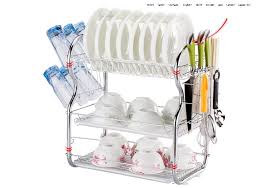 🤪PROMOTION 🤪3 Layer Tier Stainless Steel Dish Drainer Dish Rack Stand.Modern 3 tier design 
Drainboard with drainage spot 
Detachable cutlery cup included
Durable chrome-plated steel con