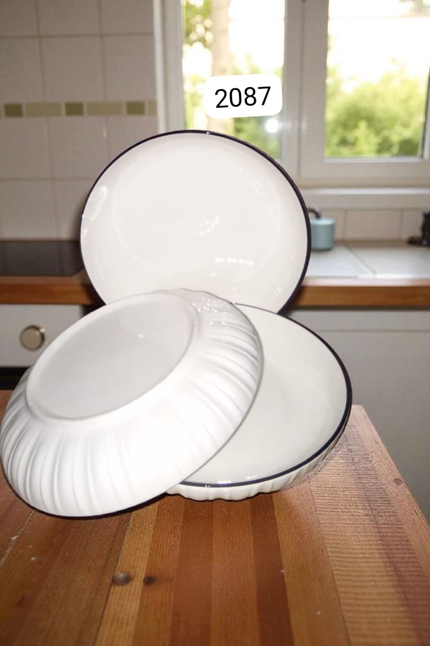 🎉Concise 6Pcs Dinner Plates Ceramic White Deep Dinner Plates🥰perfect dinner plate set with a premium quality for your daily kitchen needs that will help you serve the perfect meal. This dinner Plate