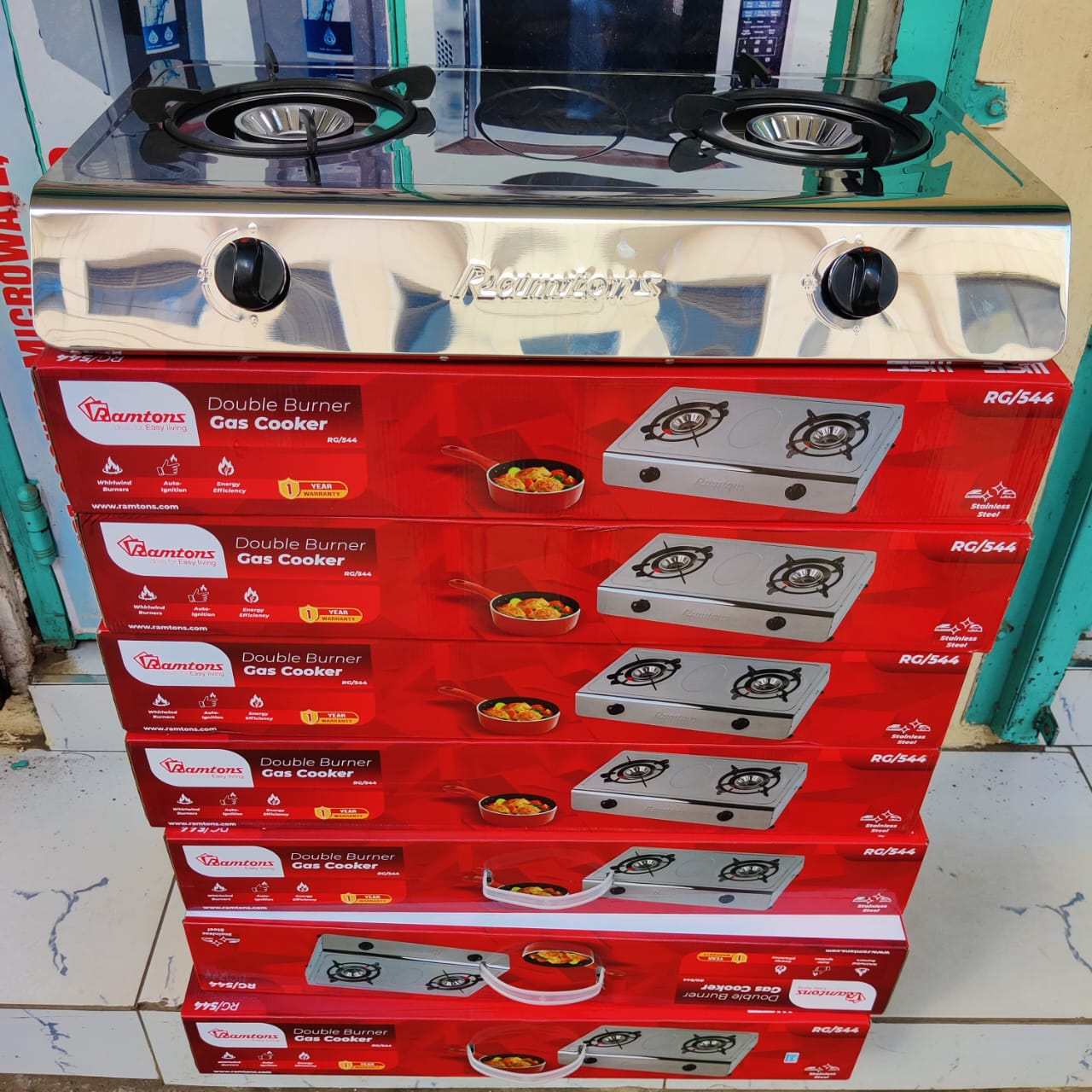 Innovative and durable🎇Ramtons 2Burner Stainless Steel Gas Cooker RG 544🦋Ramtons stainless steel standard 2-burner gas cooker is practical and easy to use.  It can stand on its own  and is very stab