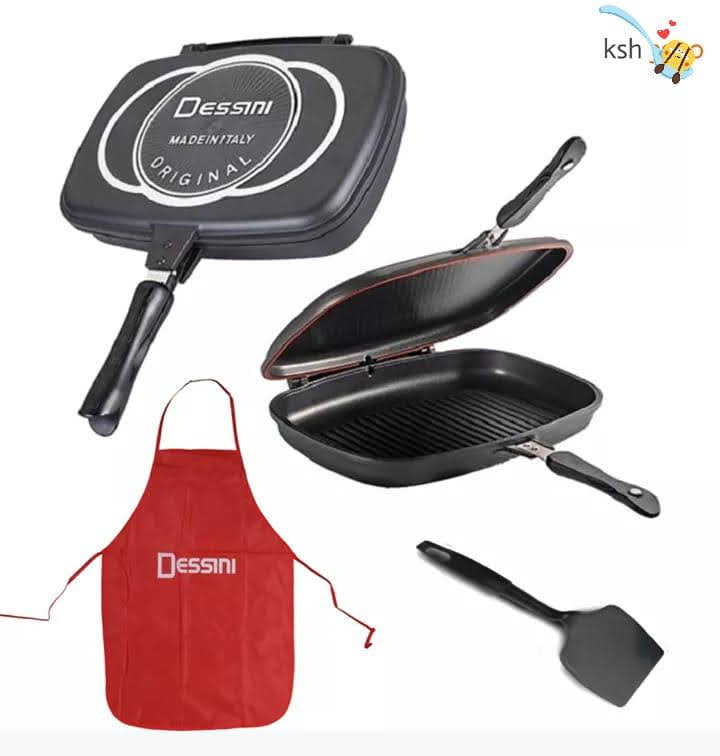 🎇Dessini 36cm Original Die Casting Double Grill Non-Stick Pan🤮High‑quality aluminum frying pan, suitable for cooking all kinds of food, which is very practical.2. The original double‑sided pressure