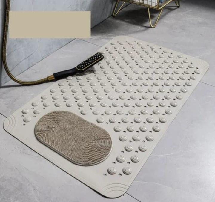 Anti-Slip Bathroom Mats+Foot Massager BristlesHundreds of bristles can effectively clean the hard-to-reach areas between the toes.  . Designed for safety and comfort, this mat features a non-slip bas