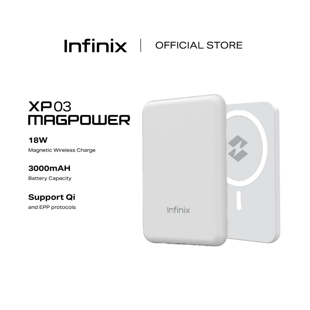 [X-mas Sale] Infinix XP03 2 in1 Charging Wireless Pad + Magnetic Wireless Powerbank 18W fast Support Qi and EPP Protocols MAX CHARGING SPEED 18W Battery-powered Wireless Charging Output 5W 7.5W  AIOT