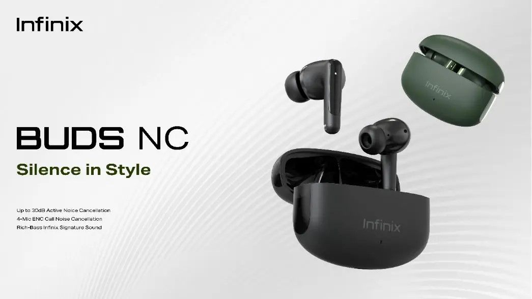 Infinix EarBuds XE28 Up to 25dB Noise Cancellation 4-Mic AI DNN ENC for Clear Call Powerful and Rich bass with great master tune 30-Hour Playtime