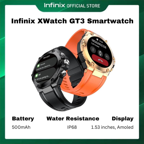 Infinix XWatch GT3 Smartwatch  1.53-inch AMOLED display  500mAh battery Bluetooth 5.2  SpO2 sensor