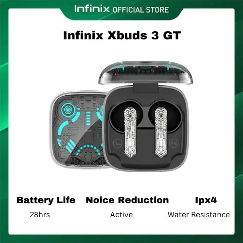 [Tech Week] Infinix Xbuds 3 GT True Wireless Earbuds Cool RGB light effects Rich Bass and Powerful Sound 25 Hours long Play-time  AI ENC for clear call Comfortable and Secure Fit