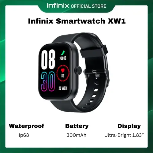 Infinix  Watch 1 Smart watch with Bluetooth Calling My Health App Waterproof IP68 Clear True Blood oxygen