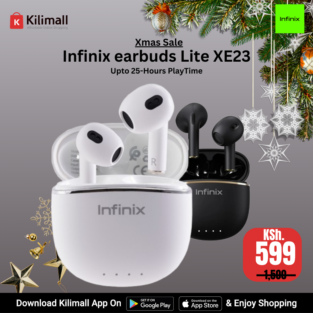 Infinix earbuds Lite XE23 Clear Vocal Large Speaker Unit with loud and power Semi In-Ear and lightweight for Comfortable and Secure Fit Bluetooth earphones earpods TWS