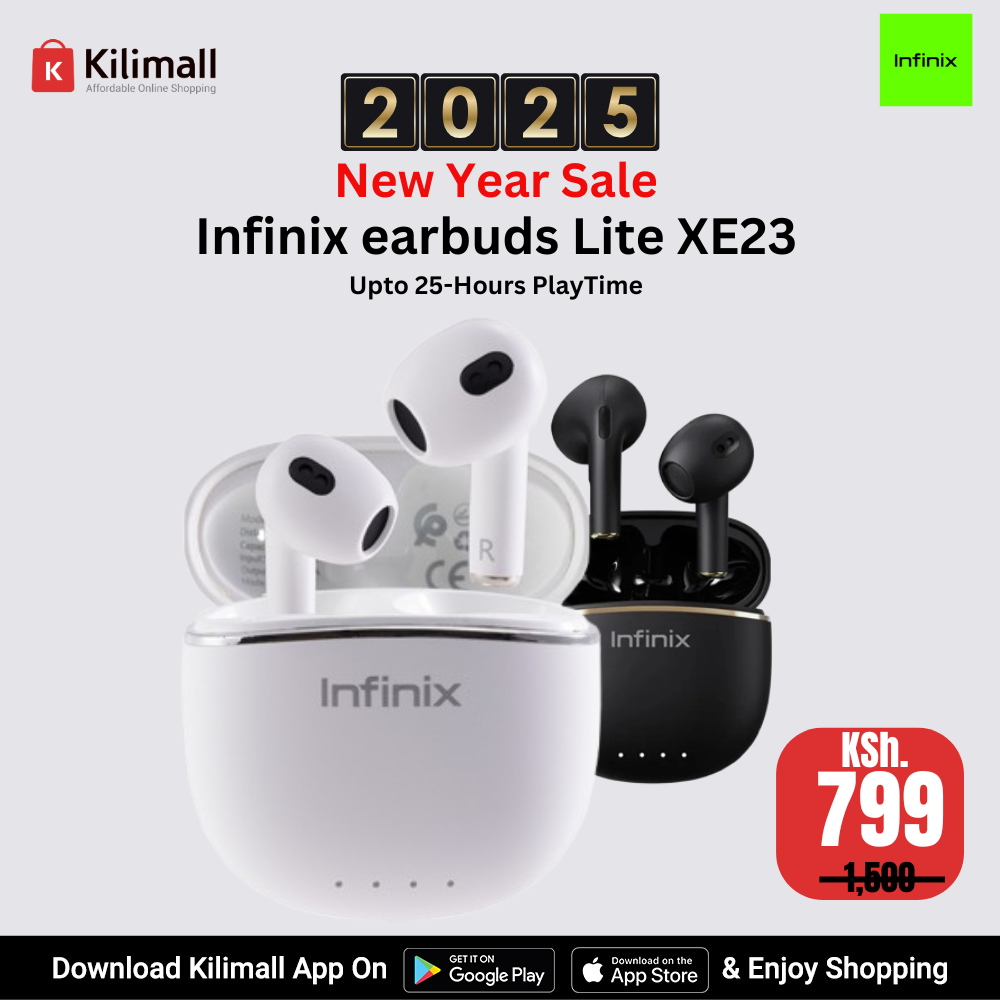 Infinix earbuds Lite XE23 Clear Vocal Large Speaker Unit with loud and power Semi In-Ear and lightweight for Comfortable and Secure Fit Bluetooth earphones earpods TWS