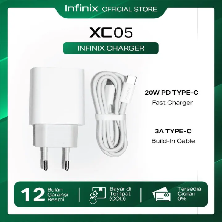 [New Arrivals!]  Infinix XC05 Fast 20W USB-C Charger with High-Speed Power Delivery & Compact Design – Reliable & Efficient Charging Solution