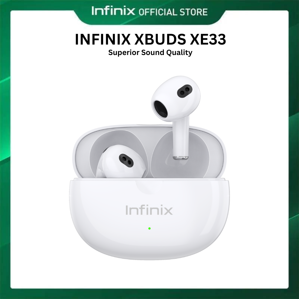 [New Arrivals!] INFINIX XBUDS XE33 bluetooth earphones earpods 10mm AI ENC technology  for Clear Call   5/28 Hours long battery life Deep Bass Drivers, Dynamic Audio