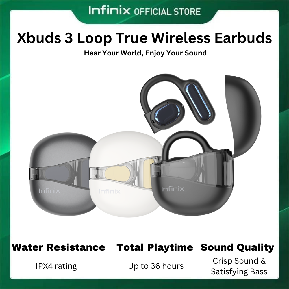 [New Arrivals!] Infinix Xbuds 3 Loop Tru Wireless Earbuds  earpods Earphone Wireless Bluetooth Earphone Bluetooth V5.0 Touch Control for all Smart phone