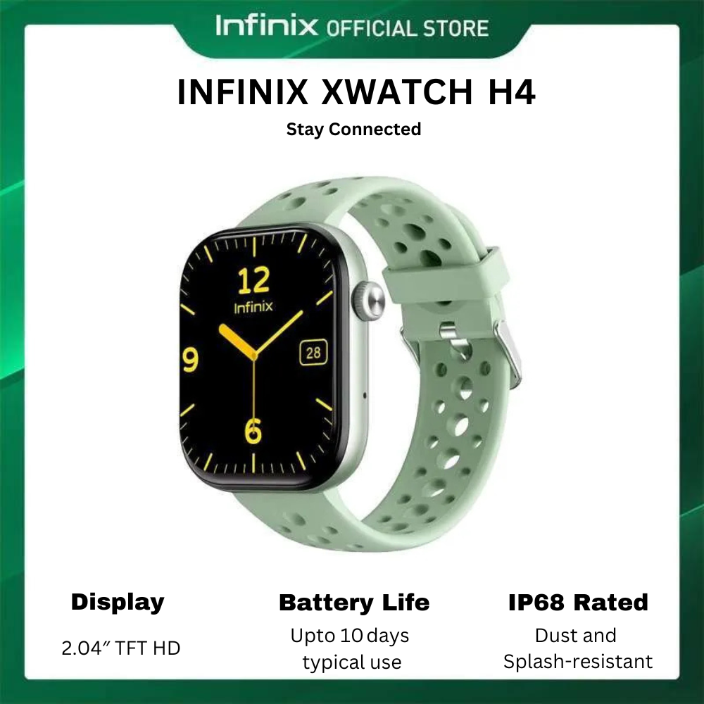 Infinix-XWATCH H4 XW4L Smart Watch Men Women Bluetooth Calling Blood Pressure Heart Rate Monitor Sports Fitness Bracelet Smartwatch  Health Monitor My Health App Waterproof IP68