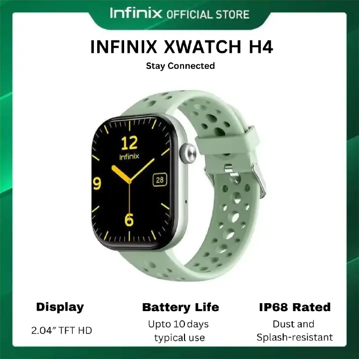 Infinix-XWATCH H4 XW4L Smart Watch Men Women Bluetooth Calling Blood Pressure Heart Rate Monitor Sports Fitness Bracelet Smartwatch  Health Monitor My Health App Waterproof IP68