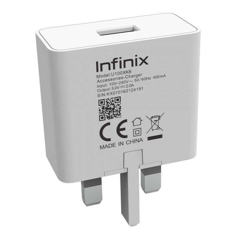 Infinix XC08 10W UK Fast Charging Adapter with 10W 2A USB-A to Type-C Cable – Compact, Safe & Compatible with Infinix Smartphones