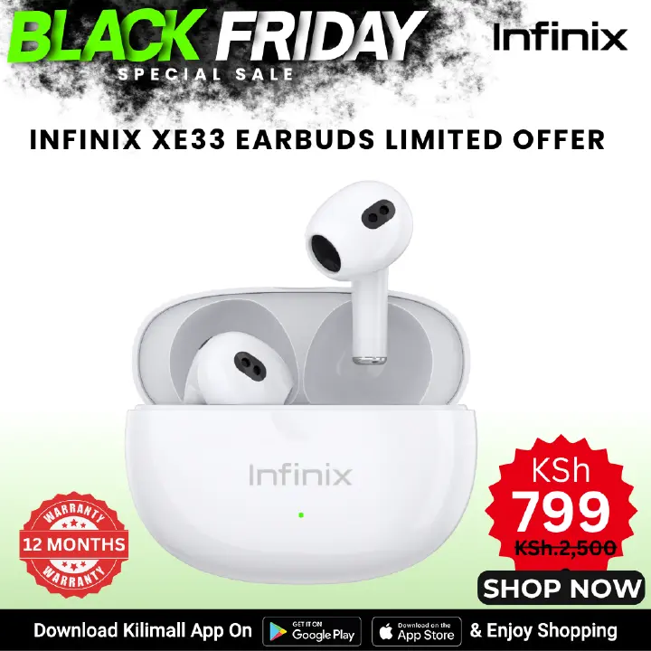 {Black Friday Deal}Infinix Buds Xbuds  3 Lite (XE33) - Earbuds  Earphones TWS AI ENC Noise Cancellation 24H Playtime  Volume Touch Control  Bluetooth 5.3 IPX4  long battery life Deep Bass