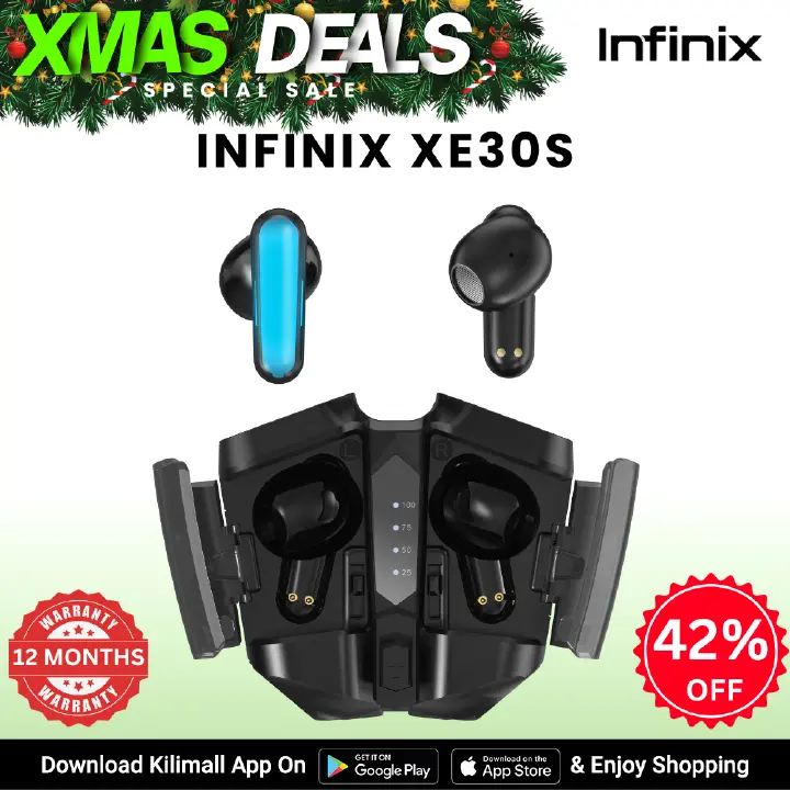[Xmas Sale] INFINIX XE30S Bluetooth Earphone V5.0 EarpodsLED Display Wireless Earphones With Microphone 9D Stereo Sports Waterproof Earbuds Headsets Infinix AIOT